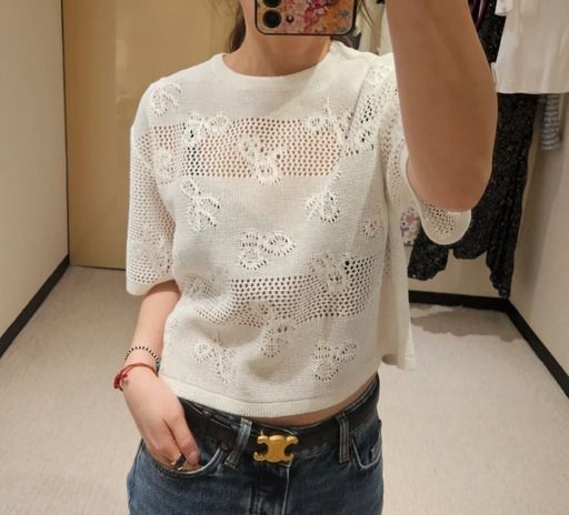【まとめ買い】 映えるコーデに♪】シャネル CCロゴ クロップトップ リボン トップス