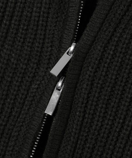 TRILLION] WASHABLE ROUND NECK HACHI ZIP UP KNIT ☆ニット