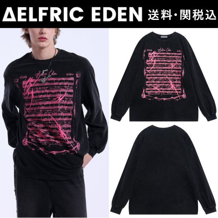 ◆Aelfric Eden◆楽譜プリント スウェットシャツ Black 送料込 Aelfric Eden】楽譜 プリント スウェットシャツ (Aelfric Eden