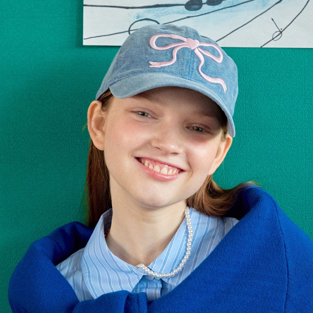 ●RONRON●HEART RIBBON BALL CAP 2色 キャップ 可愛い ○RONRON○HEART RIBBON BALL CAP 2色 キャップ 可愛い (RONRON