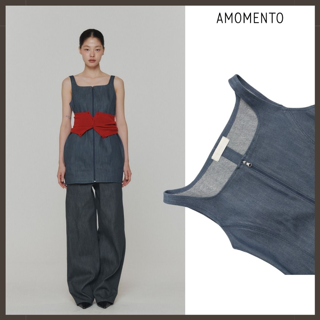 AMOMENTO HOURGLASS DENIM VEST - BLUE | Garmentory