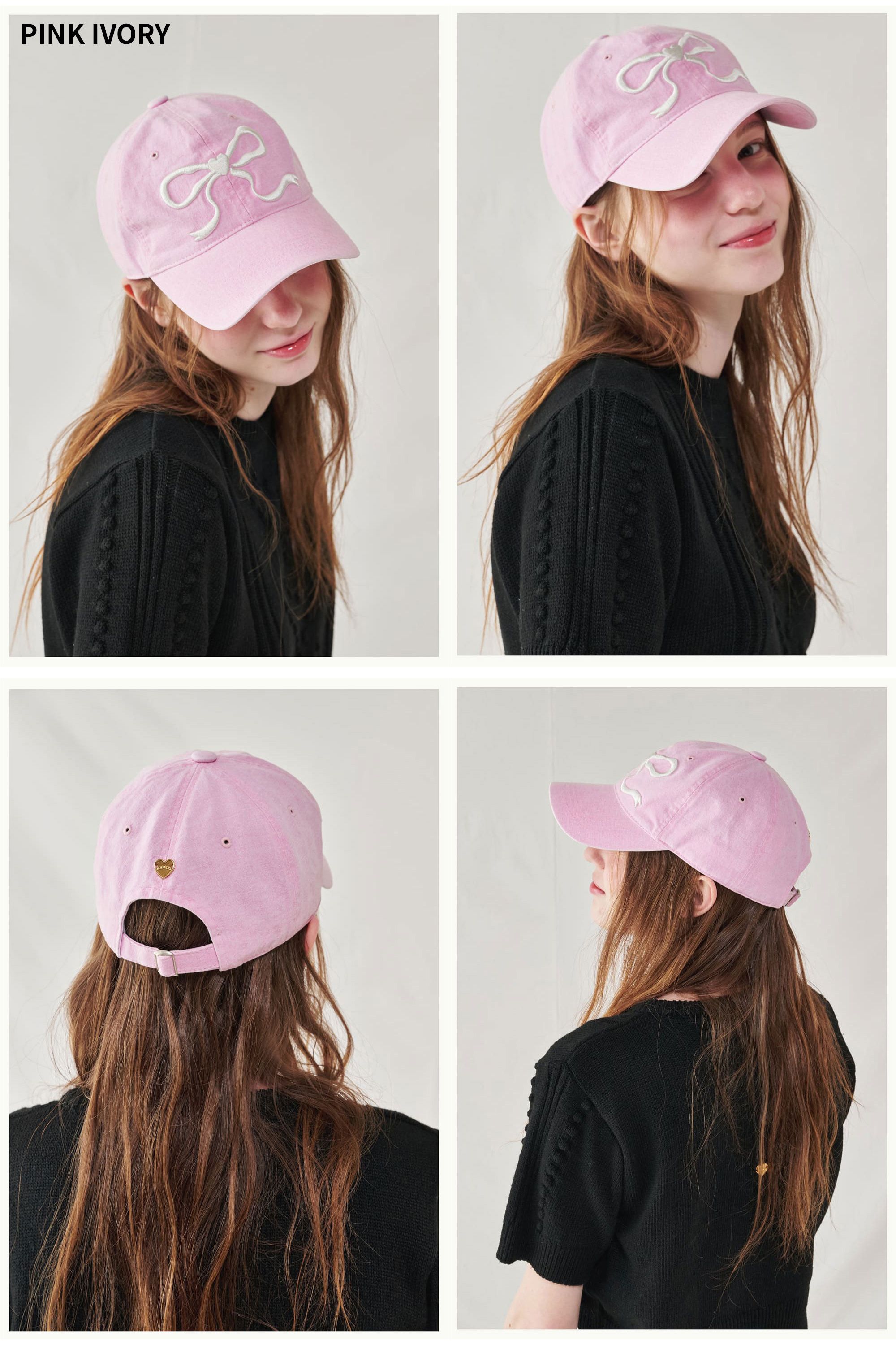 ☆RONRON☆送料込☆韓国☆人気☆正規品☆HEART RIBBON BALL CAP