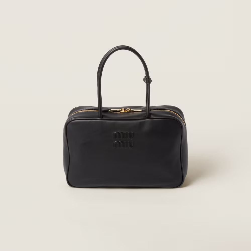 miu miu 黒 レザー ハンドバッグ