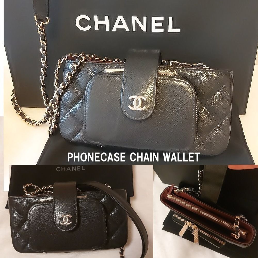 シャネル スマホショルダー レディース ブラック CHANEL AP3415