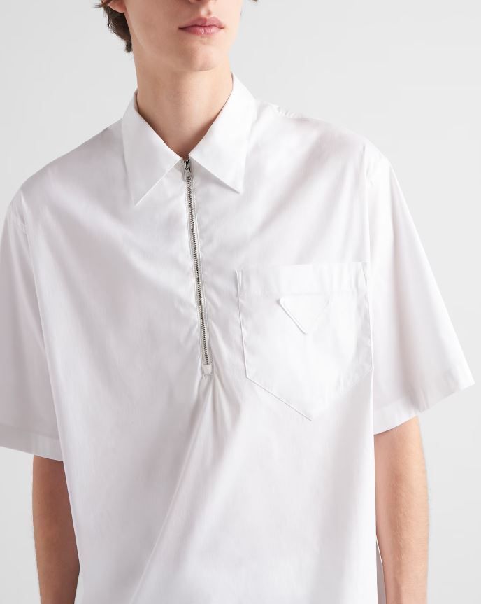 新作【プラダ】ストレッチコットン 半袖シャツ (PRADA/シャツ