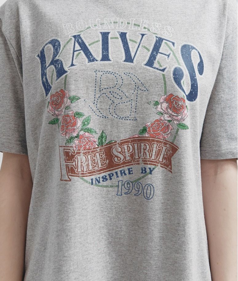 【有名人芸能人】 RAIVE☆Vintage Rose Graphic T-shirt☆早期完売☆バラの形 トップス