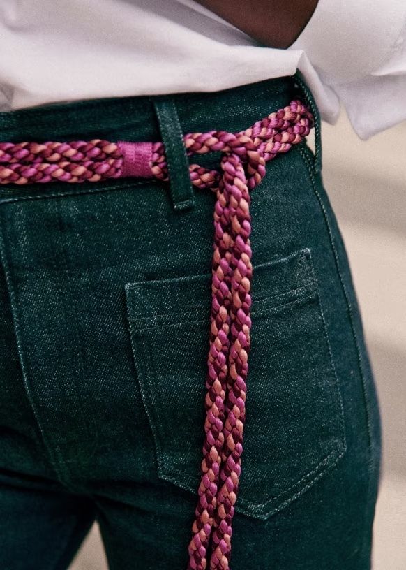 Fine Louve Belt - Ecru - Split cowhide leather - Sézane