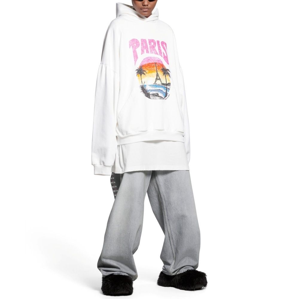 【BALENCIAGA】PARIS TROPICAL ROUND HOODIE オーバーサイズ Balenciaga Tropical Paris Oversized Hoodie | Neiman Marcus