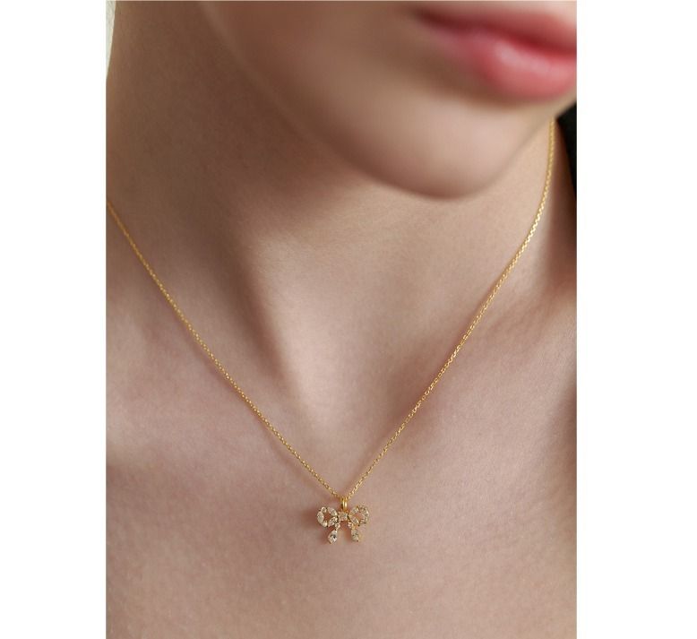 TATIANA☆(silver925) dainty cubic ribbon necklace ネックレス TATIANA☆[Silver925] Cubic Ring Ribbon Necklace (TATIANA