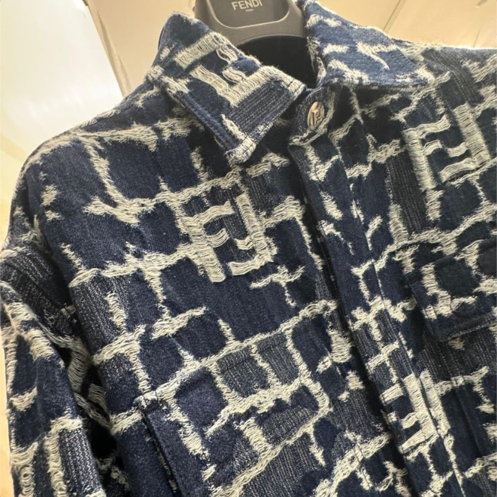 24SS【FENDI】デニムジャケット ブルー FFモチーフ ロゴラベル