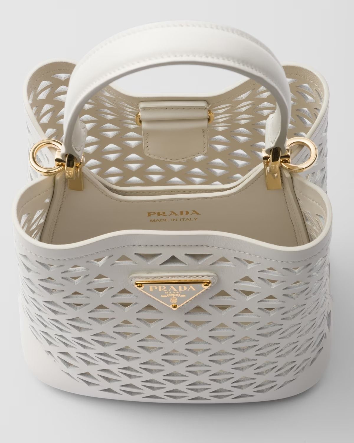 □PRADA プラダ パニエ カットアウトモチーフ レザー ミニバッグ