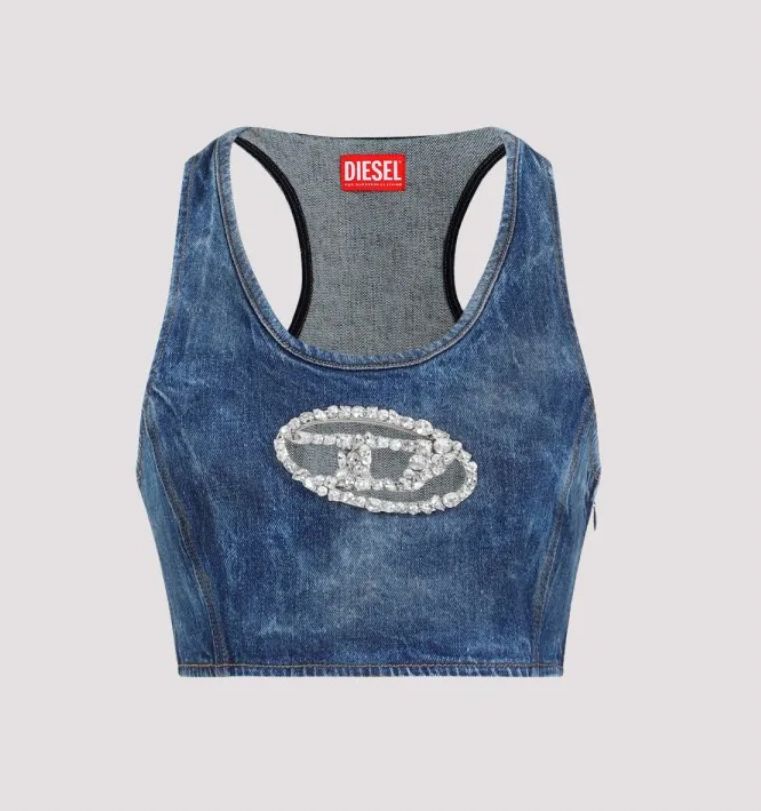 DIESEL デニムビジュー クロップドタンクトップ