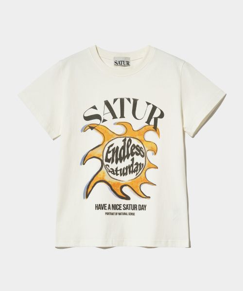 ★ SATUR ★SATURDAY RETRO MOOD GRAPHIC T-SHIRT ☆SATUR☆Saturday Retro Mood Graphic T-Shirt☆送料・関税込