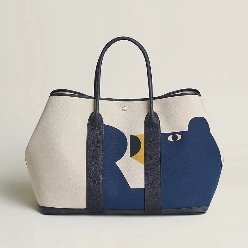 大容量!【HERMES】≪ガーデンパーティー≫ ボヤージュ 49 バッグ エルメス ガーデンパーティ GM 49 ヴォヤージュ トワル/レザー