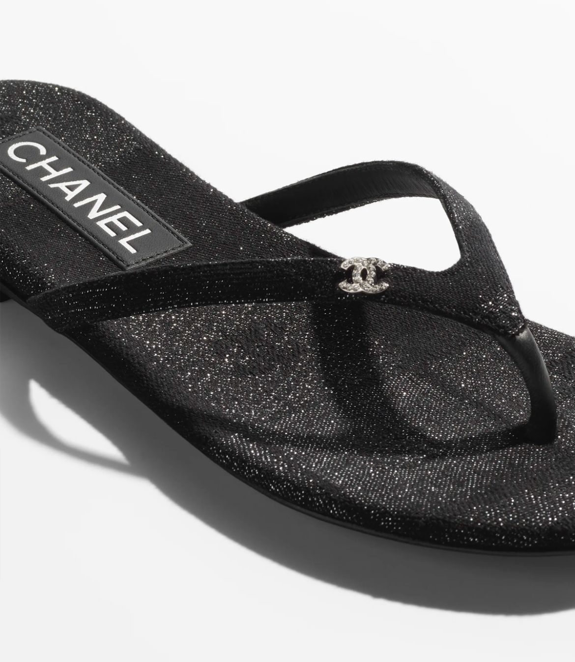 【CHANEL】ビーチサンダル ベロア素材 ブラック CCロゴ ストラス 夏に必須のアイテム☆】CHANEL CCロゴ ビーチサンダル (CHANEL