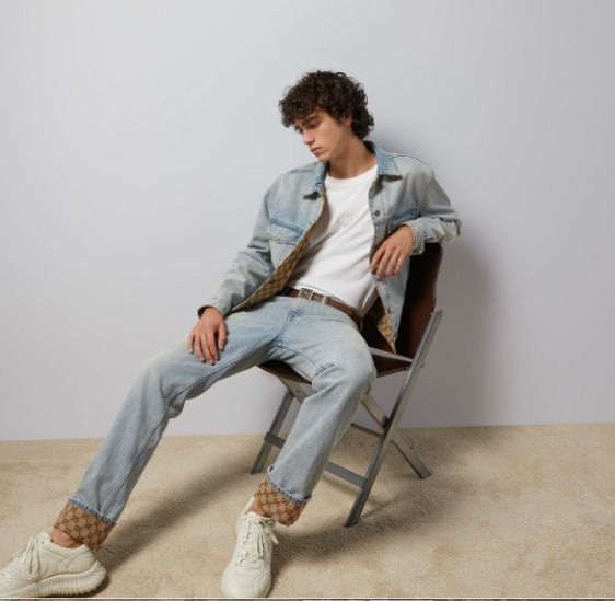 GUCCI《リバーシブル デニム ジャケット》ブルー ベージュ 直営