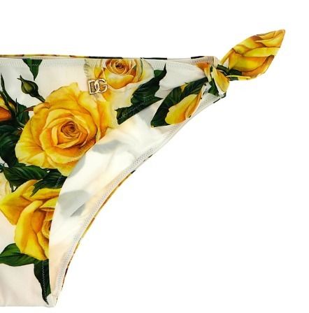 新作DOLCE＆GABBANAイエローローズプリントトライアングルビキニ