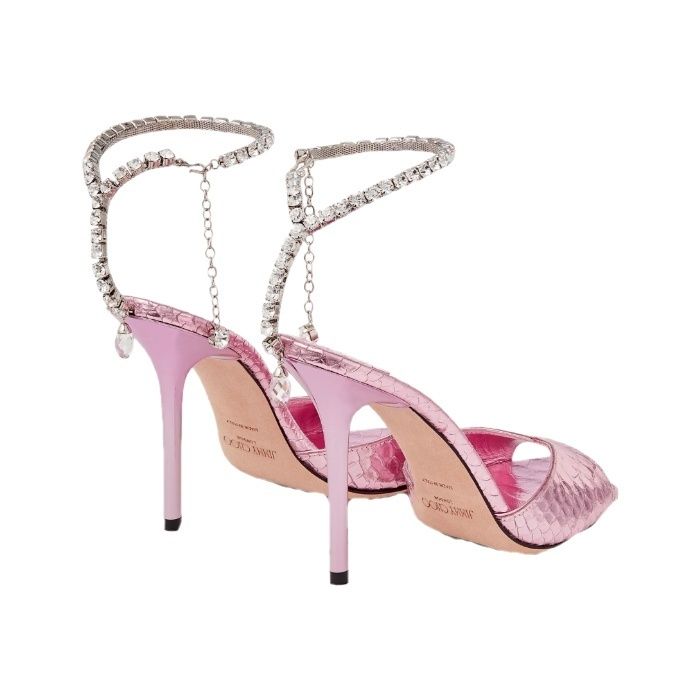 JIMMY CHOO SaedaSandal100 クリスタルメタリックレザーサンダル JIMMY CHOO SaedaSandal100 クリスタルメタリックレザーサンダル