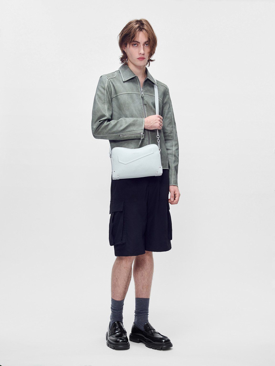 ★PEDRO★Studio Leather Phone Pouch ショルダーバック/送料込 Slate Blue PEDRO Studio Leather Phone Pouch - PEDRO SG