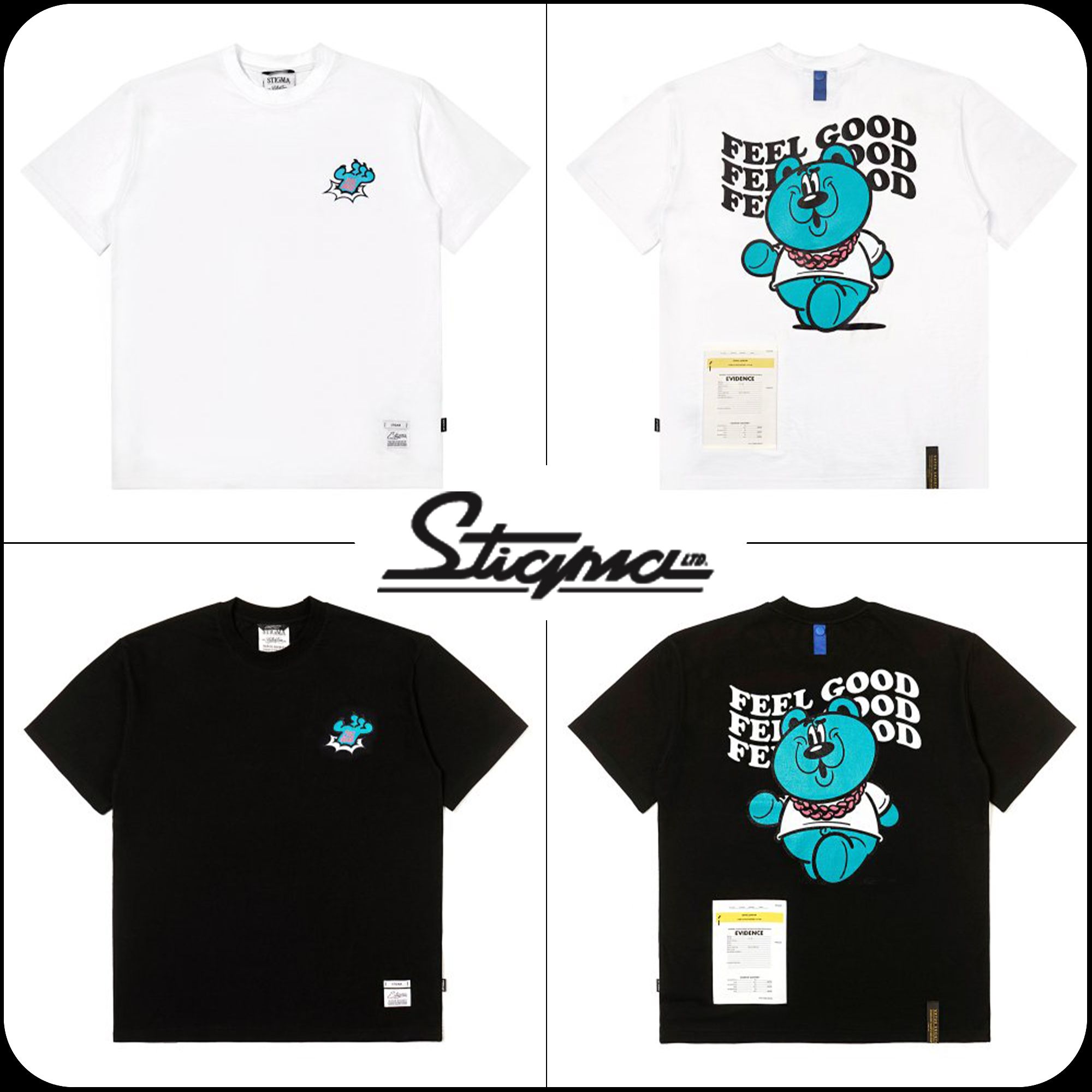 STIGMAの23 FEEL GOOD BEAR STANDARD FIT T-SHIRTS 全2色 日本未入荷 STIGMAのユニセックスCOMPTON BEAR T-SHIRTS (STIGMA
