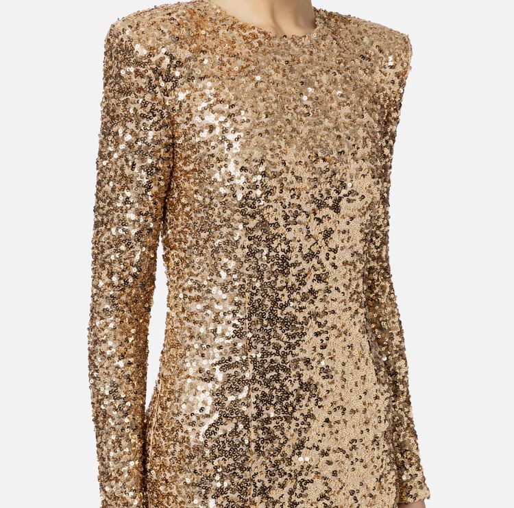 【ELISABETTA FRANCHI】スパンコールドレス☆ゴールド カッパー ELISABETTA FRANCHI】スパンコールドレス☆ゴールド カッパー