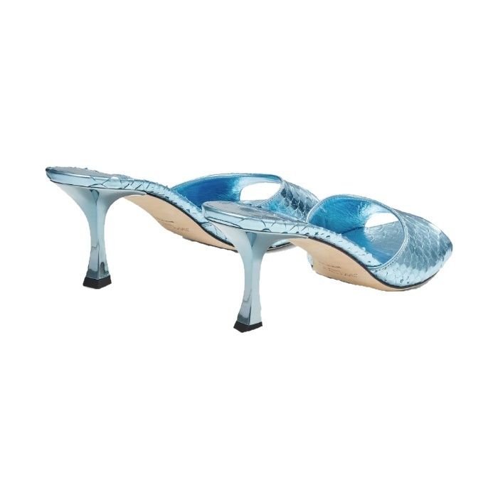 JIMMY CHOO Val70 メタリックスネークプリントレザーミュール