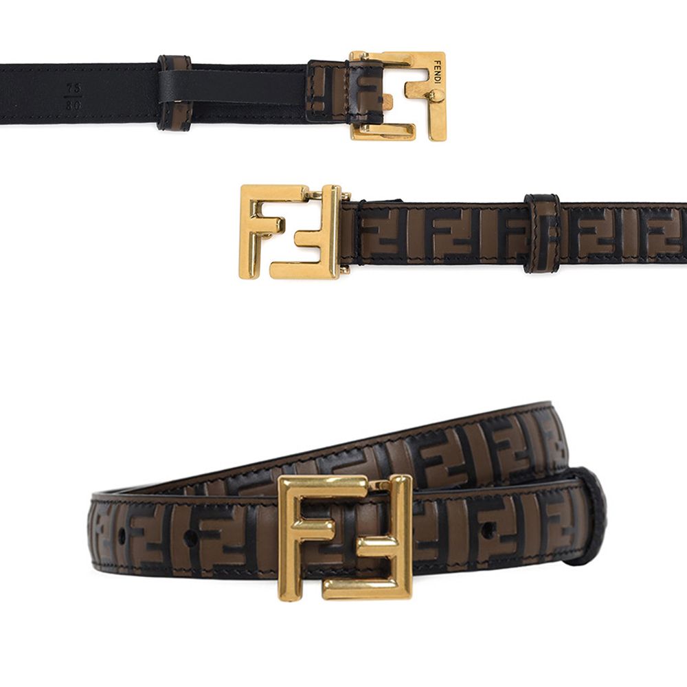 FENDI】◇FFモチーフ レザーベルト◇ブラック