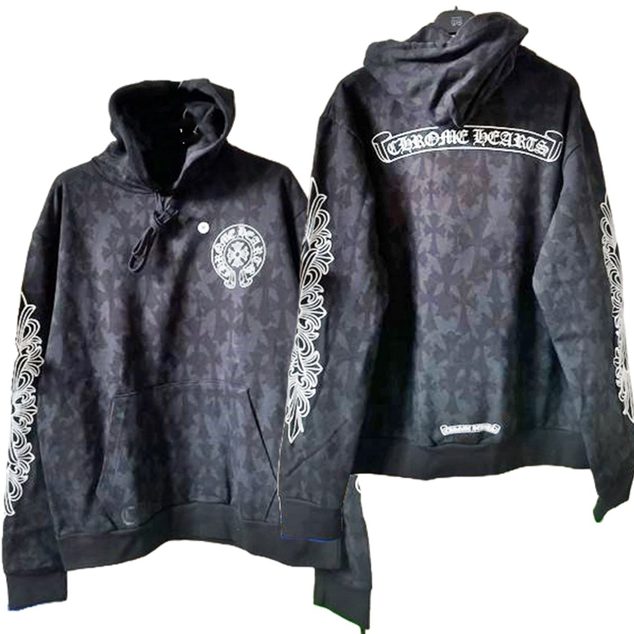 ★Chrome Hearts★CEMETERY All Over Monogram Hoodie ☆Chrome Hearts☆CEMETERY All Over Monogram Hoodie (CHROME