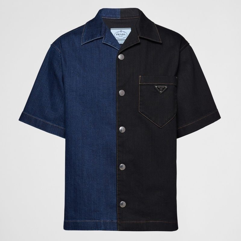 【24SS】新作 デニム シャツ 半袖 ◆プラダ◆人気 24SS】新作 デニム シャツ 半袖 ◇プラダ◇人気 (PRADA/シャツ