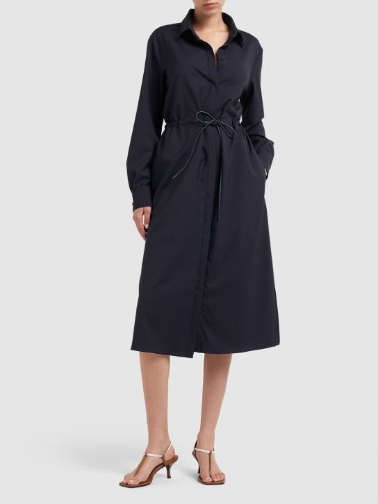 S Max Mara ヴァージンウールストレッチワンピース ネイビー