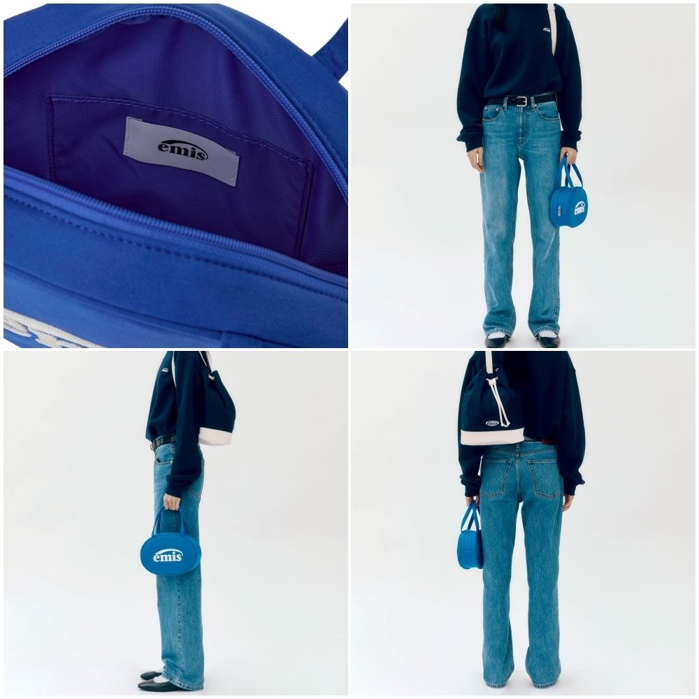 【emis】韓国人気★ NYLON ROUND HALF BAG emis】韓国人気☆ NYLON ROUND HALF BAG