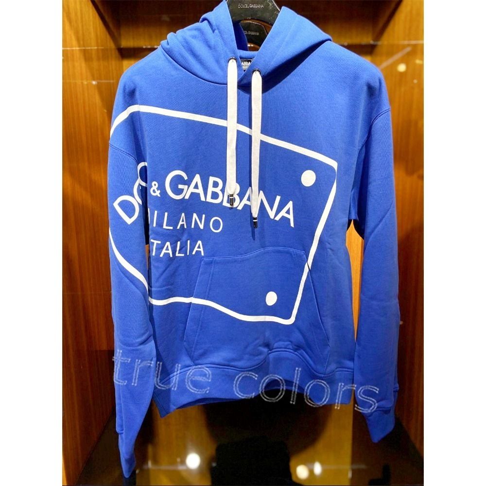 【Dolce & Gabbana】フード付き スウェットパーカ DOLCE&GABBANA ロゴプレートプリント フード付 スウェットパーカ
