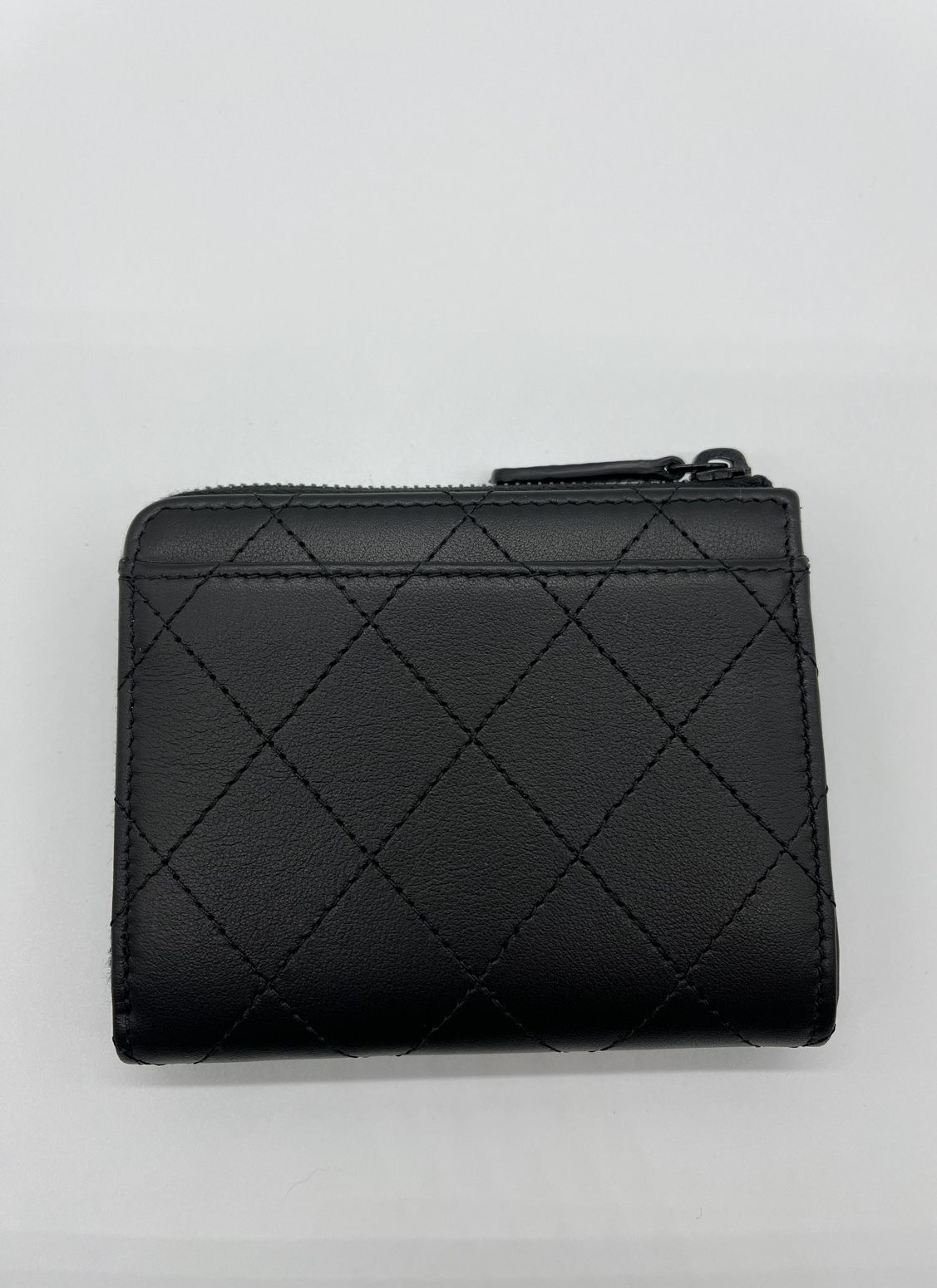 シャネルL字ファスナー 14143 黒 シルバー金具 レディース