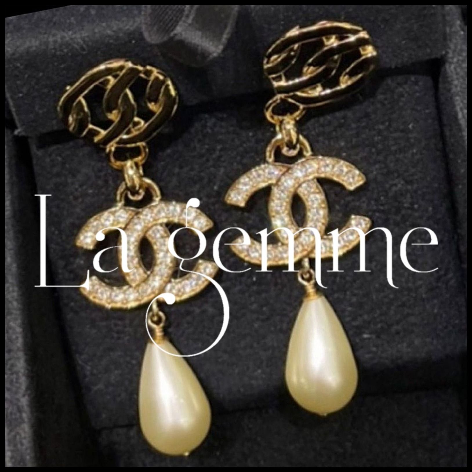 エレガントな揺れを演出♪【CHANEL】CCロゴ ビジュー ピアス 2024SS☆送料無料!【CHANEL シャネル】CCロゴ ピアス ビジュー