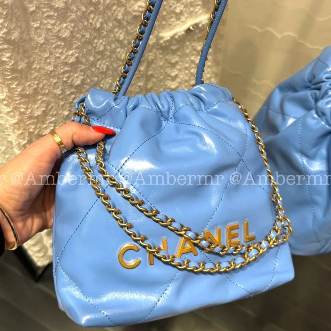 パステルブルー♡【CHANEL】CHANEL22 ミニハンドバッグ CHANEL シャネル22 ミニハンドバッグ_CCマーク ブルー (CHANEL