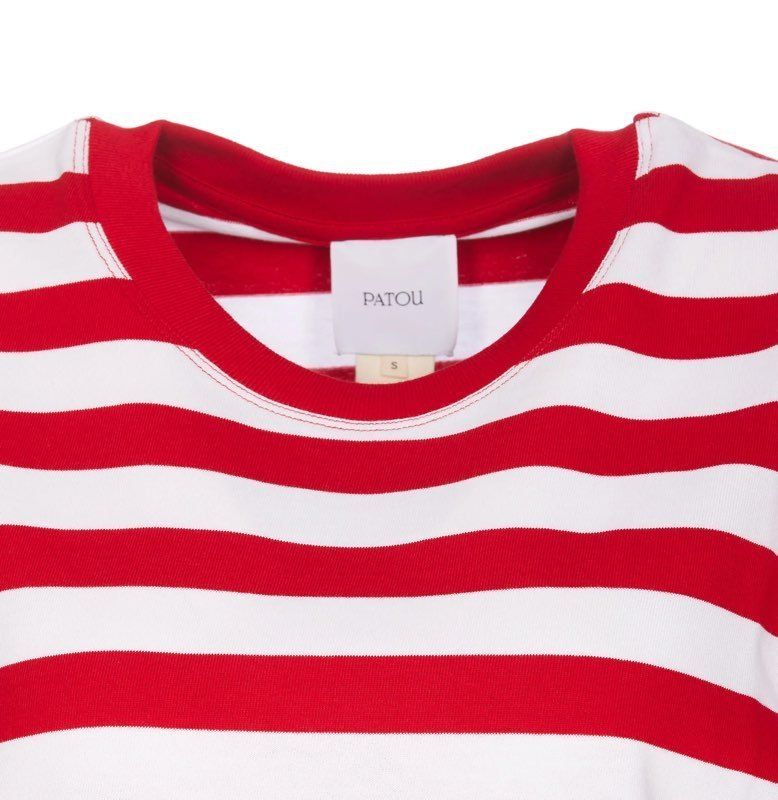国内発関税無】PATOU パトゥ ボクシーストライプ ロゴTシャツ