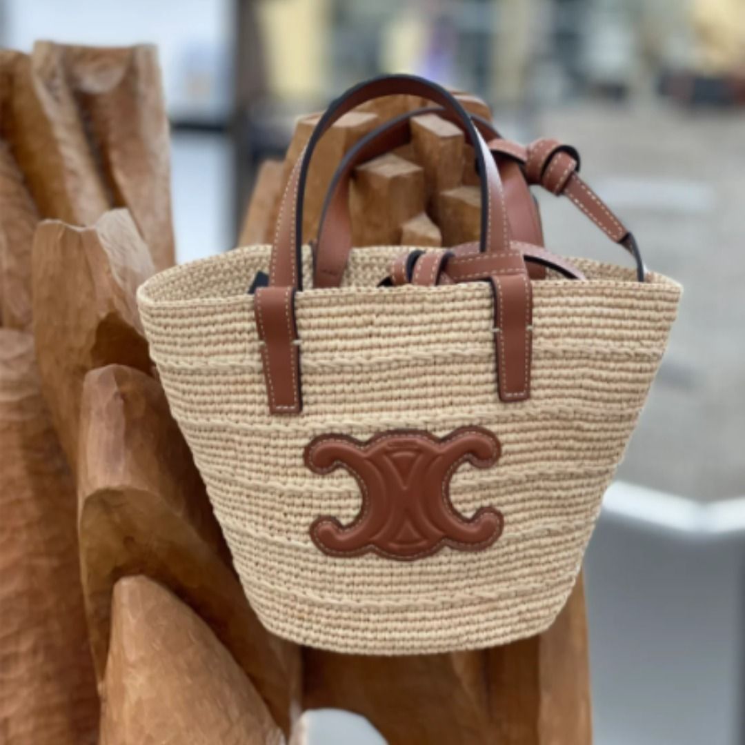 上品な クラシック サプル CELINE☆ティーン パニエ かごバッグ タン バッグ