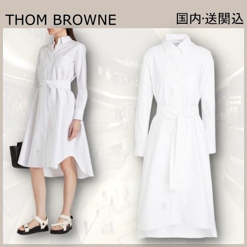 THOM BROWNE ミディシャツワンピース ドレス ベルト付き (THOM