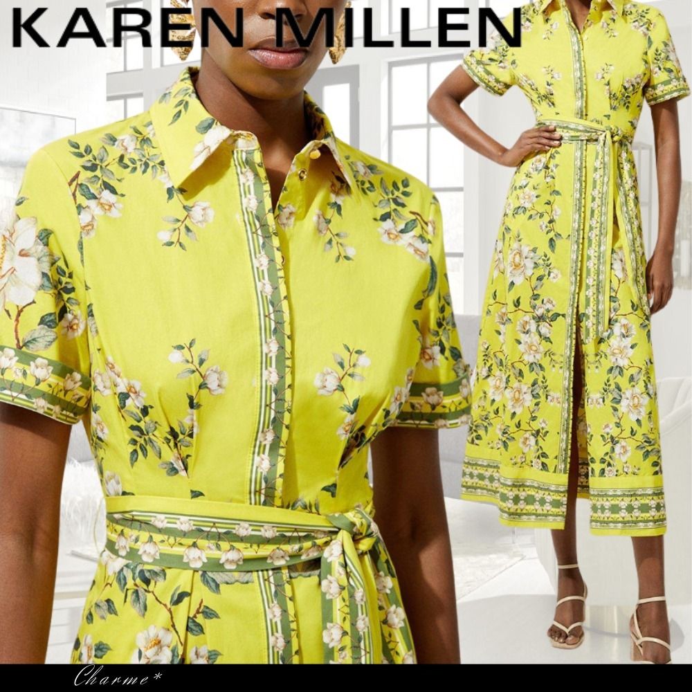 安心追跡付【KAREN MILLEN】シルクコットン 花柄 マキシドレス シルク Karen Millen(カレンミレン) ワンピース(レディース