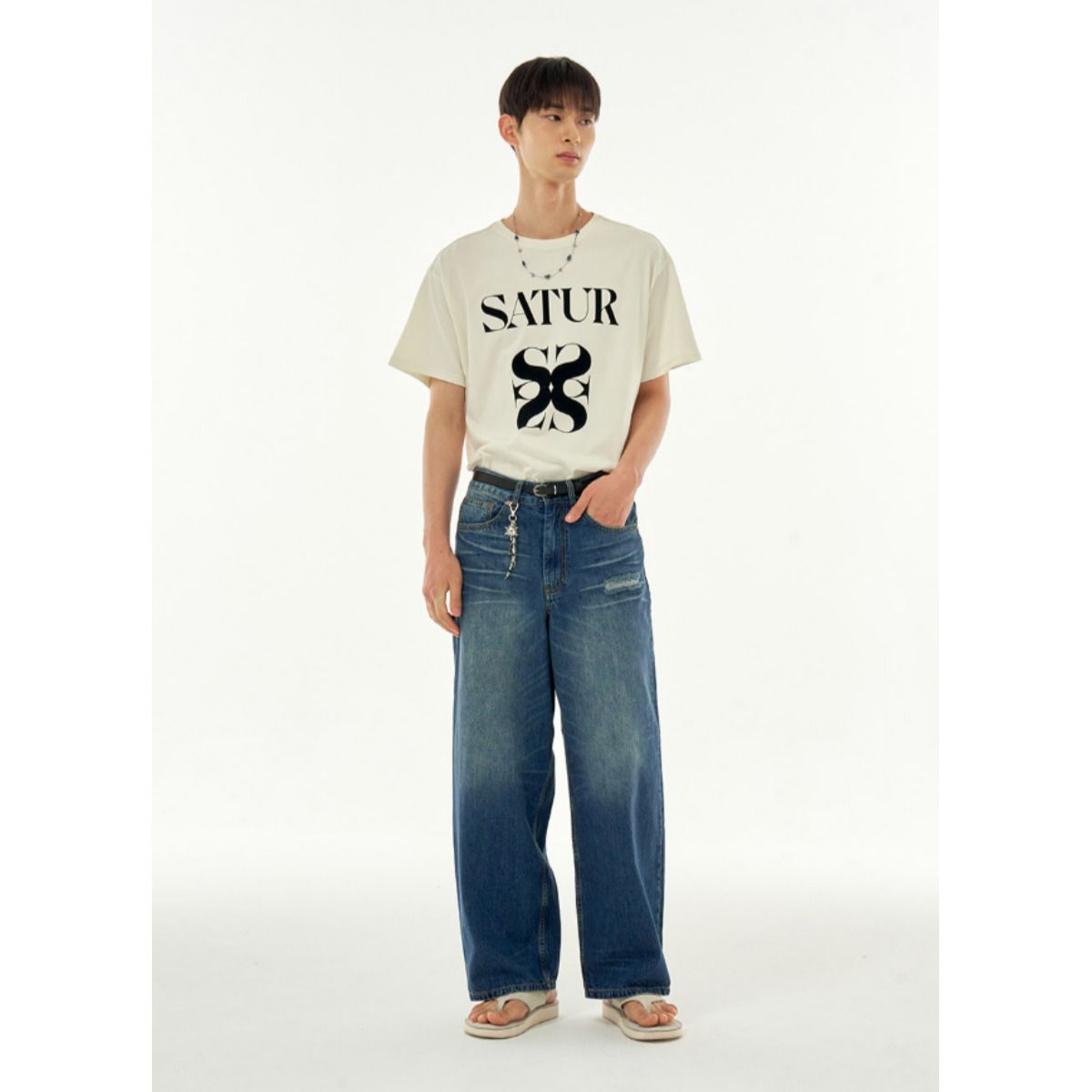 [韓国人気]★SATUR★All Day Slub T-shirts★メンズTシャツ(MAN) 韓国ブランド[SATUR] SATUR ALL DAY T-SHIRTS (SATUR/Tシャツ