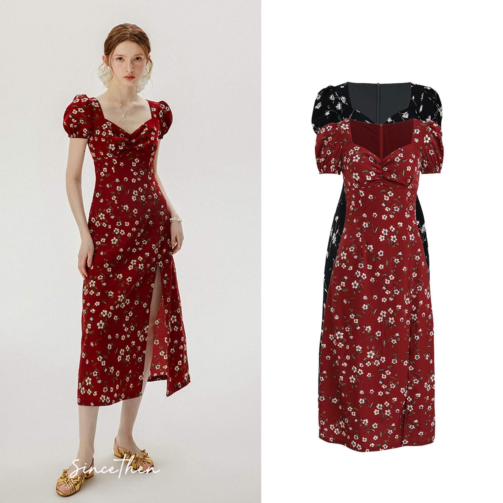 ◇Since Then◇ Rosy pink shirring long dress (Since Then