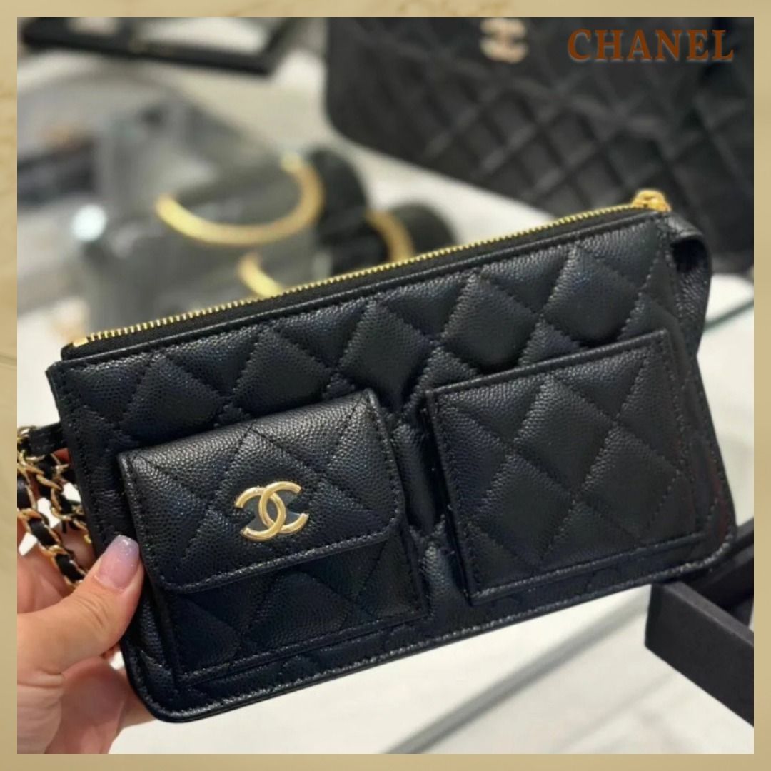 25S♪ブラック【CHANEL】シャネルチェーン クラッチ バッグ 25S♪ポーチ付【CHANEL】シャネルチェーン クラッチ バッグ