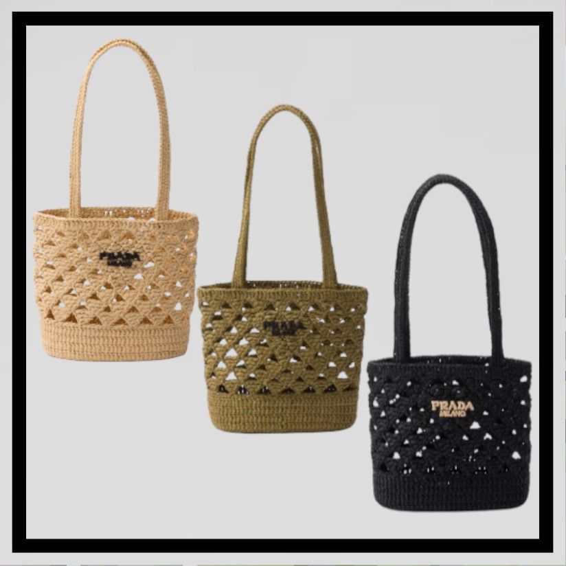★送料関税込★PRADA プラダ ウーブン クロシェ トートバッグ PRADA プラダ ウーブンファブリック クロシェ トートバッグ