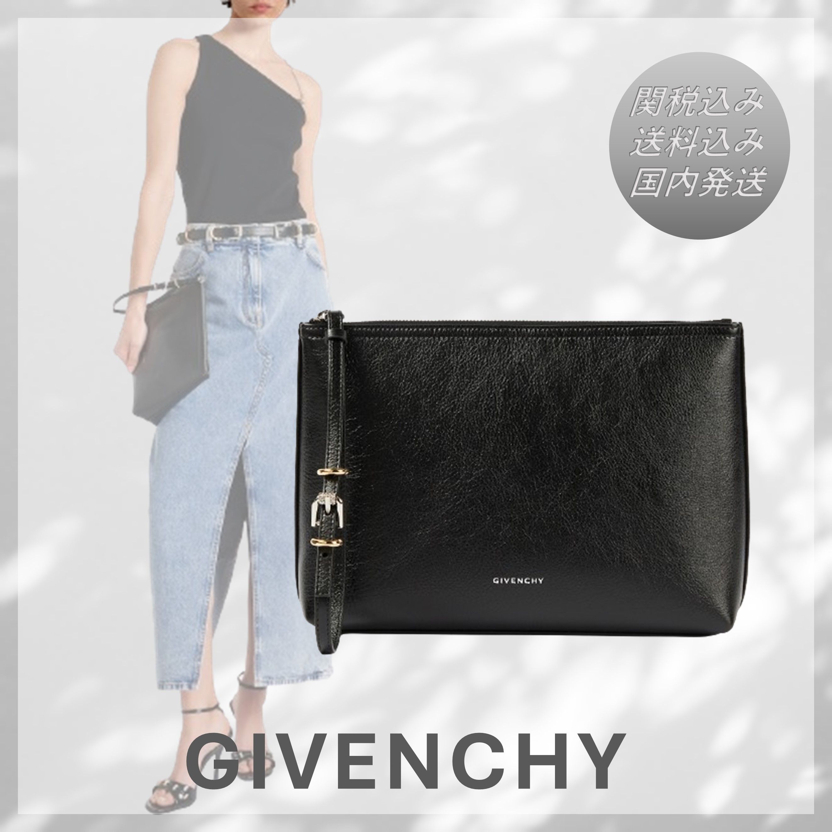 GIVENCHY BW40XQ4ZPG001 関税送料込 送料込/関税込□GIVENCHY□Voyou デボスレザーポーチ (GIVENCHY
