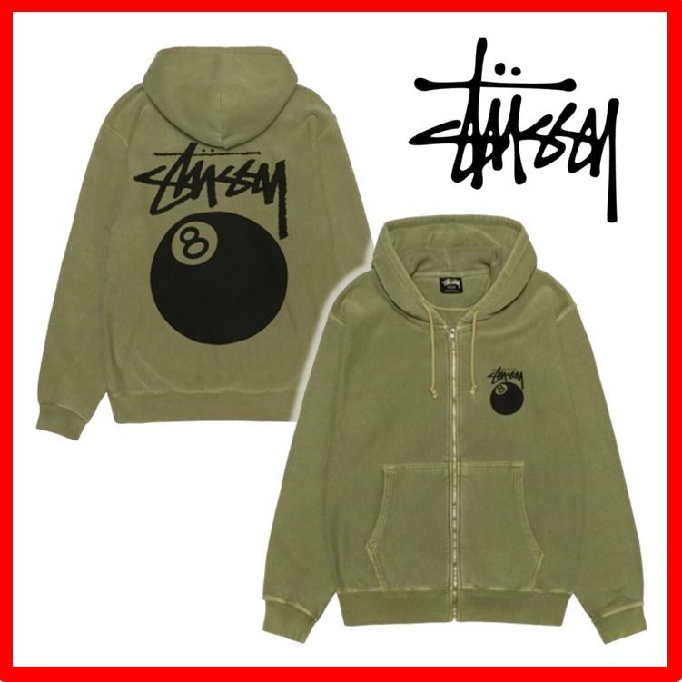 ☆人気☆【Stussy】☆8 BALL ZIP HOODIE PIGMENT DYED☆OLIVE