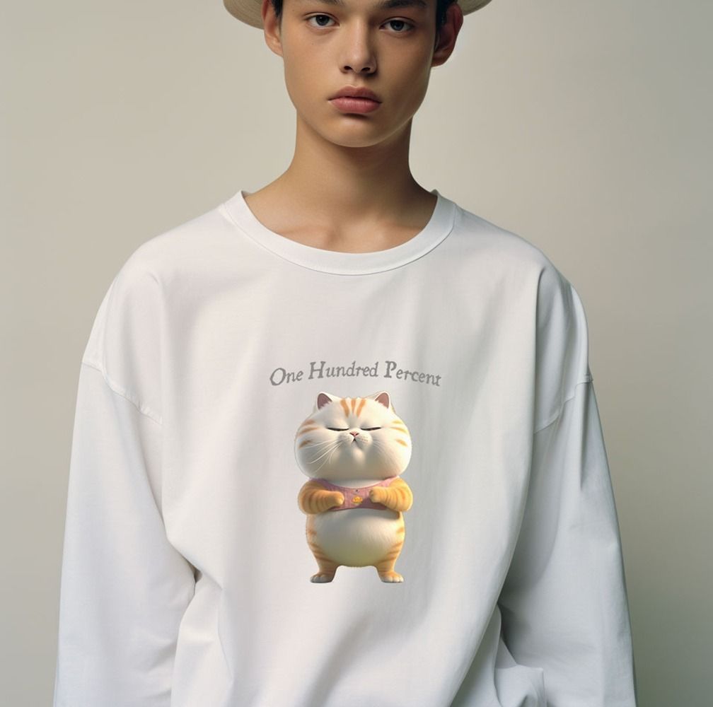 OHP X HARMONIA かわいい猫 ベーシック 長袖Tシャツ (2 色) OHP X HARMONIA かわいい猫 ベーシック 長袖Tシャツ (2 色) (T