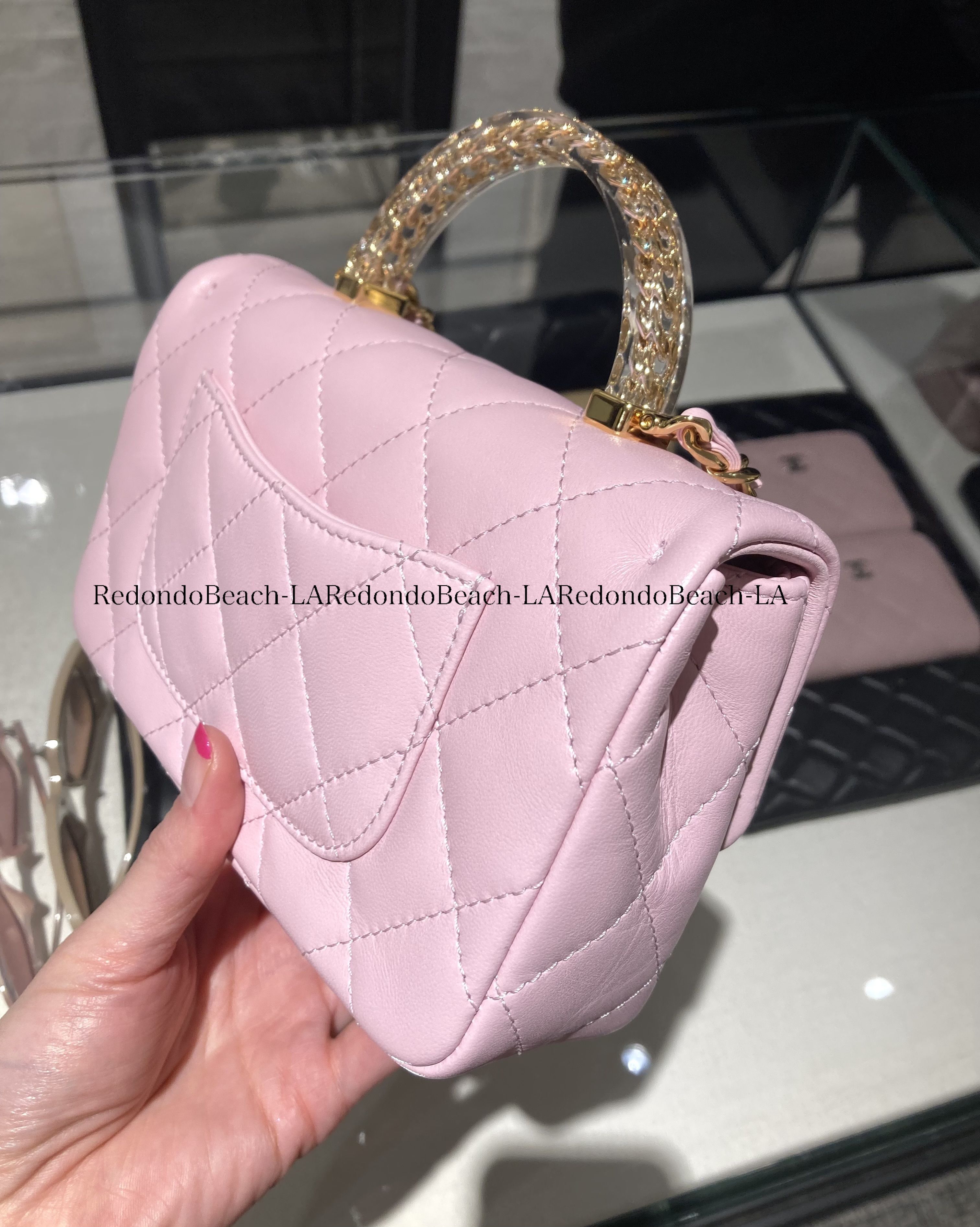 【希少なピンク】 CHANEL トップハンドル フラップバッグ 超希少なレジンのハンドル】CHANEL☆フラップバック☆数量限定