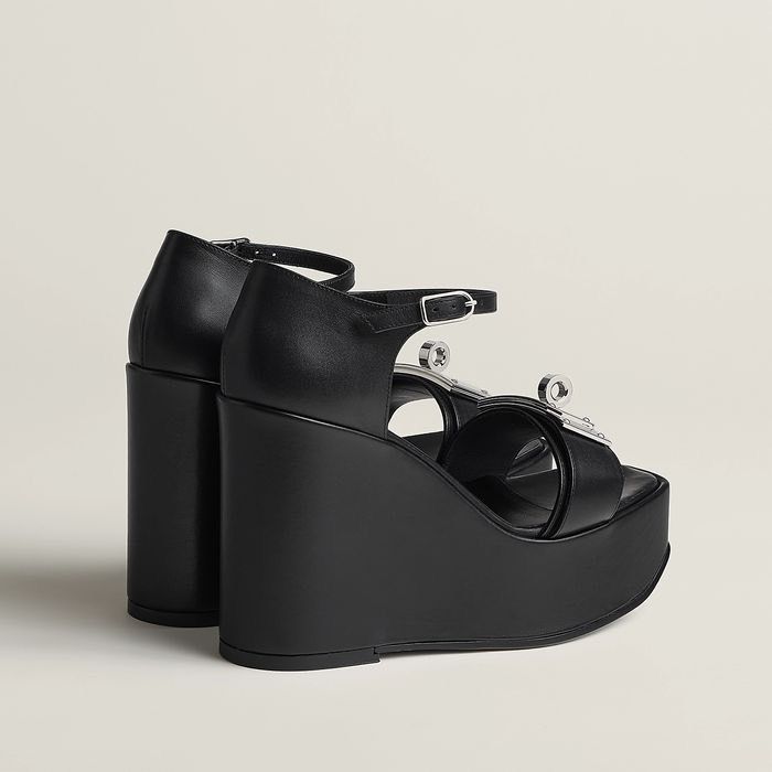サンダル・ミュール HERMES Sandali Hilda 80 Hermes Black Hilda 80 Platform Kelly Buckle Sandal Sz 39( Us