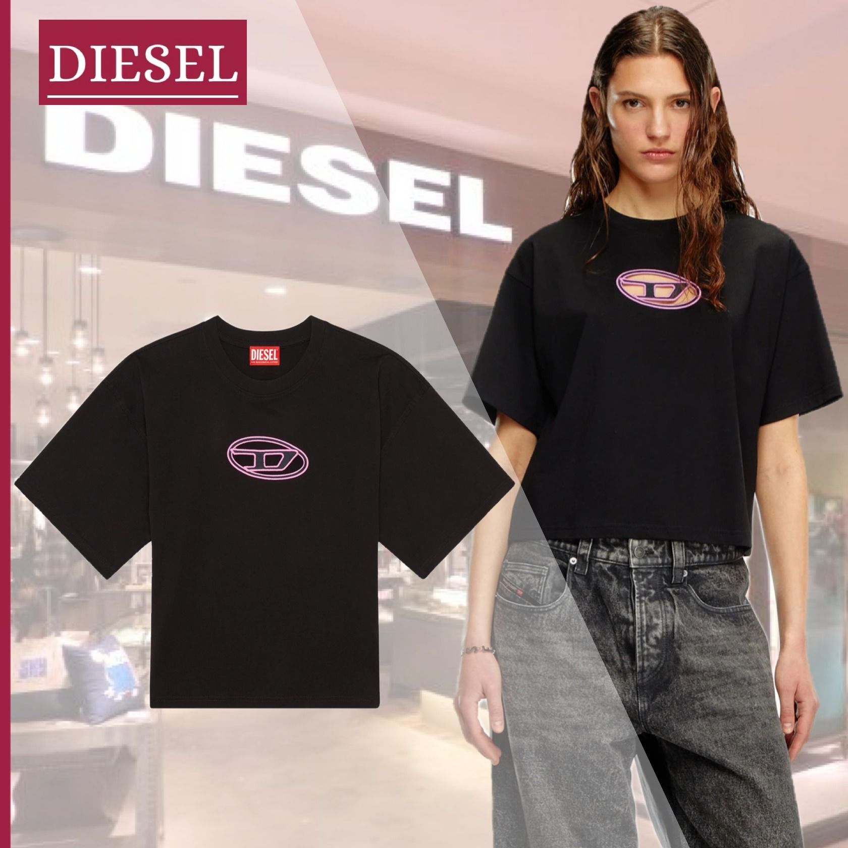 DIESEL - DIESEL ディーゼル ロゴ T-Buxt-Crop-Od 半袖Tシャツの