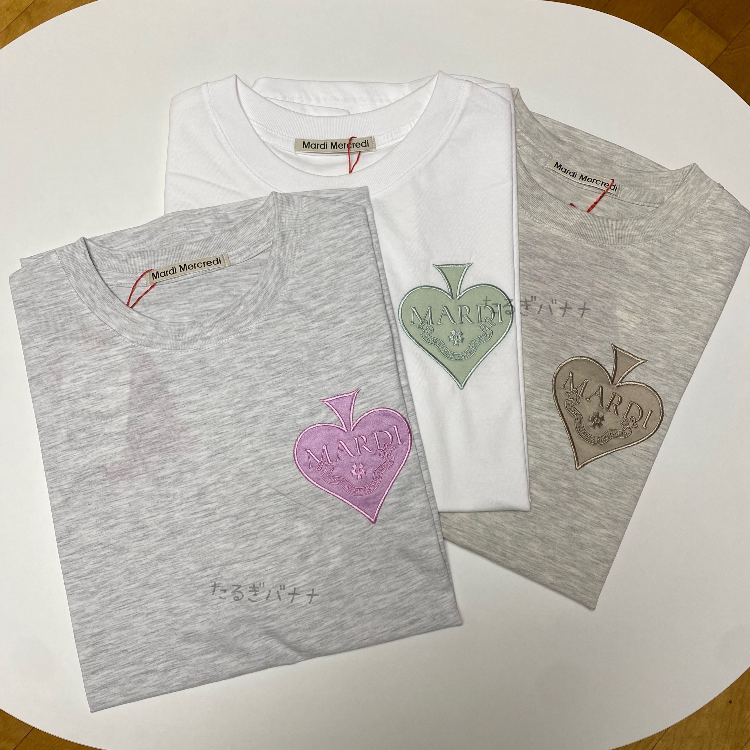 【即発】Mardi Mercredi Tシャツ TSHIRT SATIN SPADE 半袖 刺繍 Mardi Mercredi マルディメクルディ Tシャツ TSHIRT SATIN SPADE